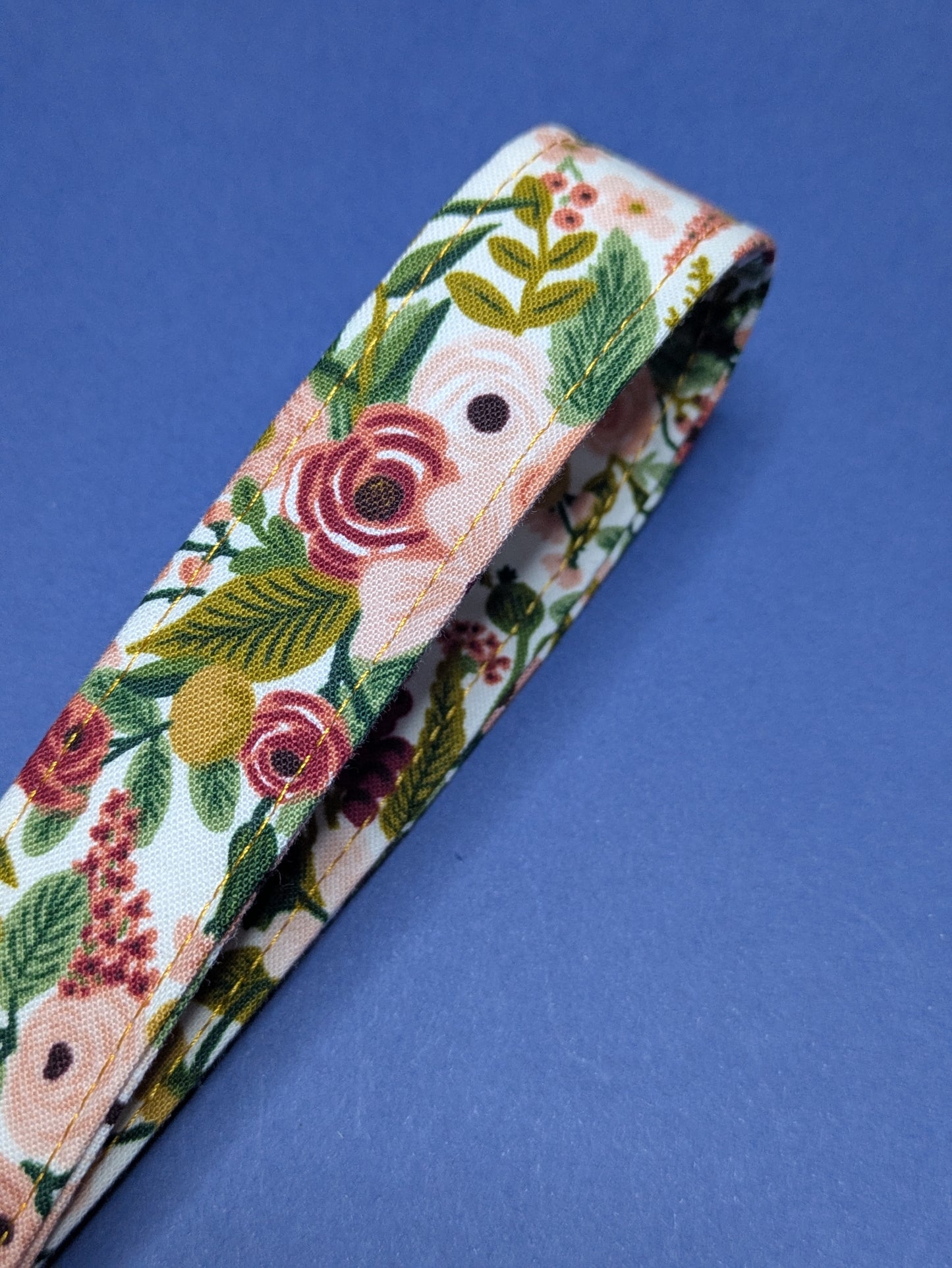 Fabric Key Fob: garden party in burgundy