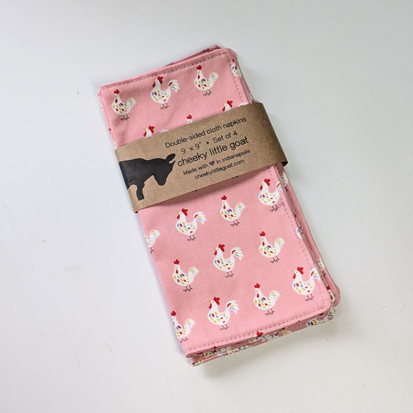 Cloth napkins: chickens (pink)