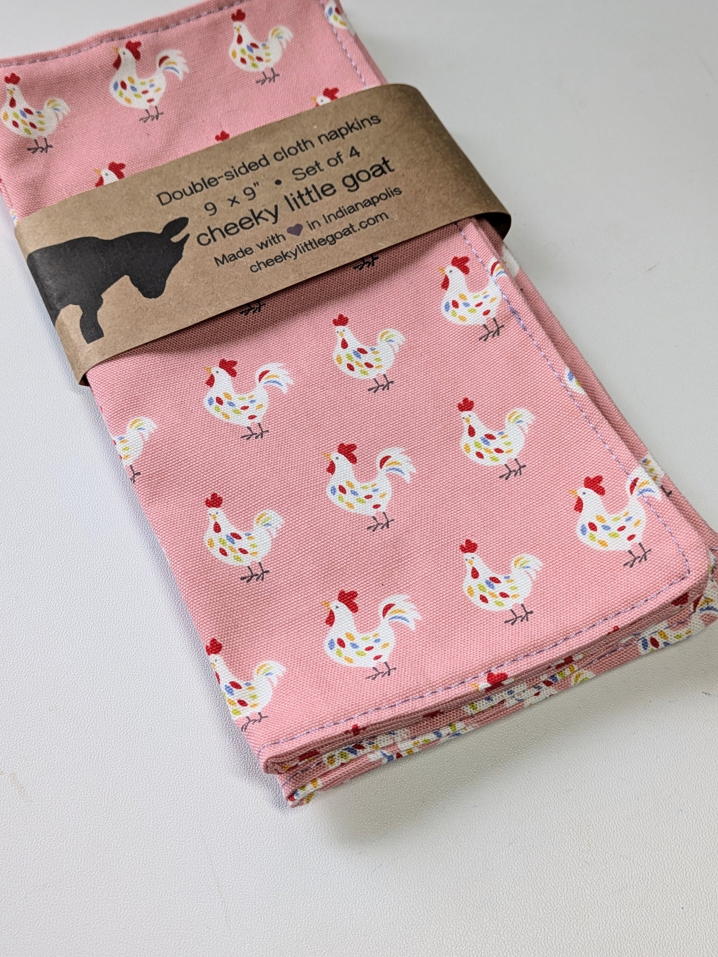 Cloth napkins: chickens (pink)