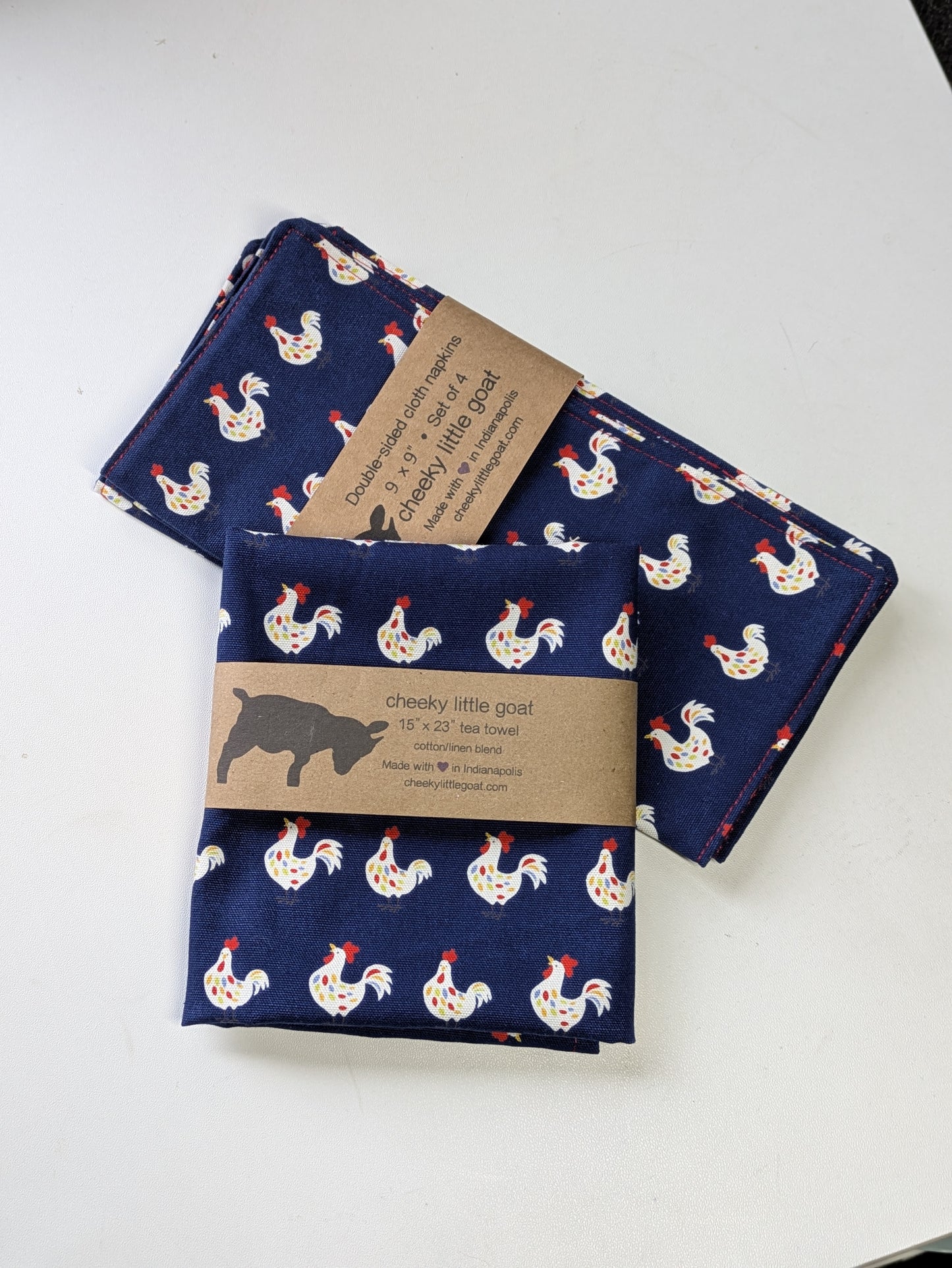 Tea Towel: chickens (navy)