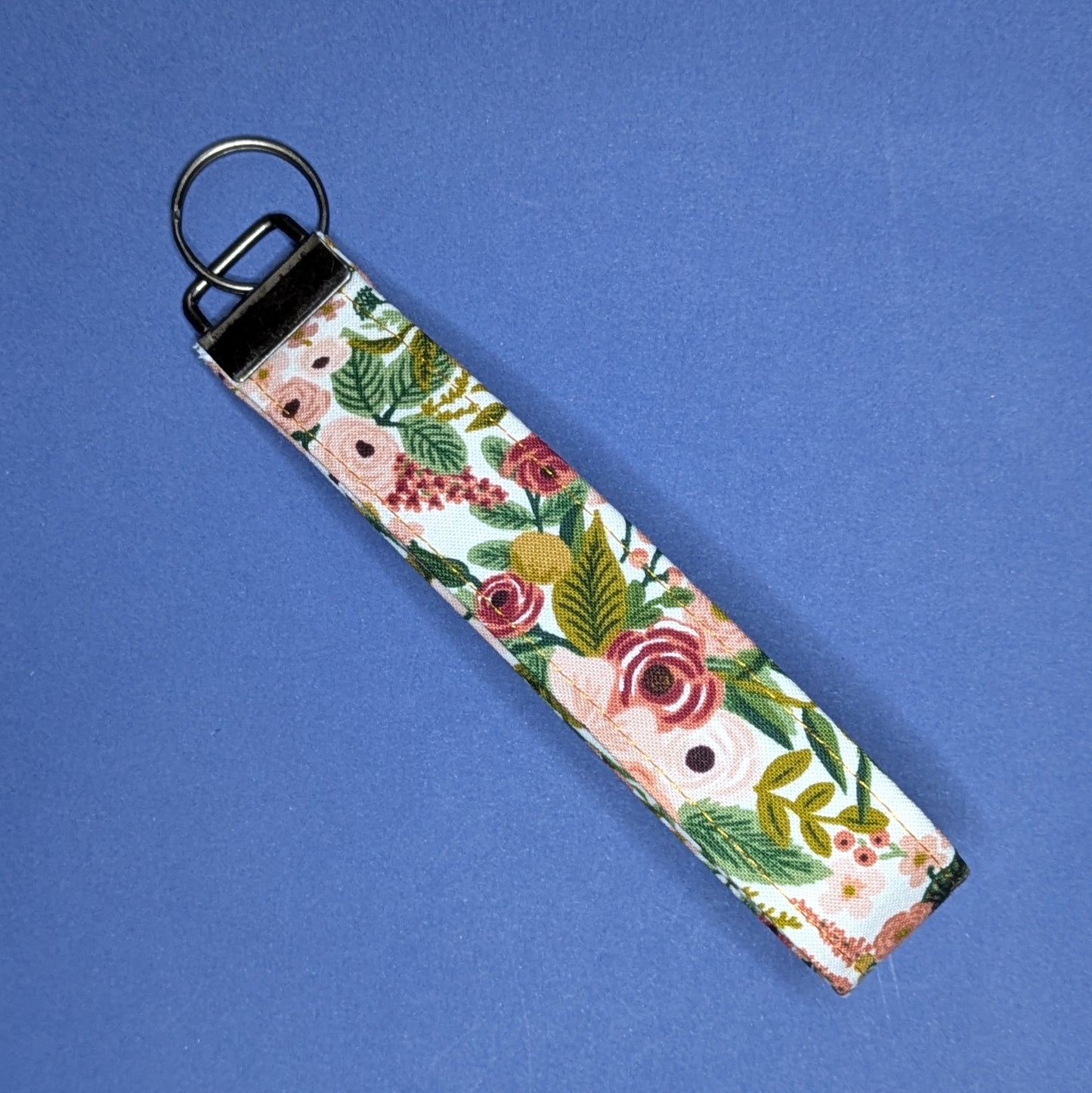 Fabric Key Fob: garden party in burgundy