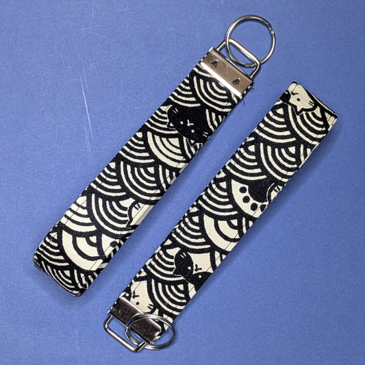 Fabric Key Fob: cat waves