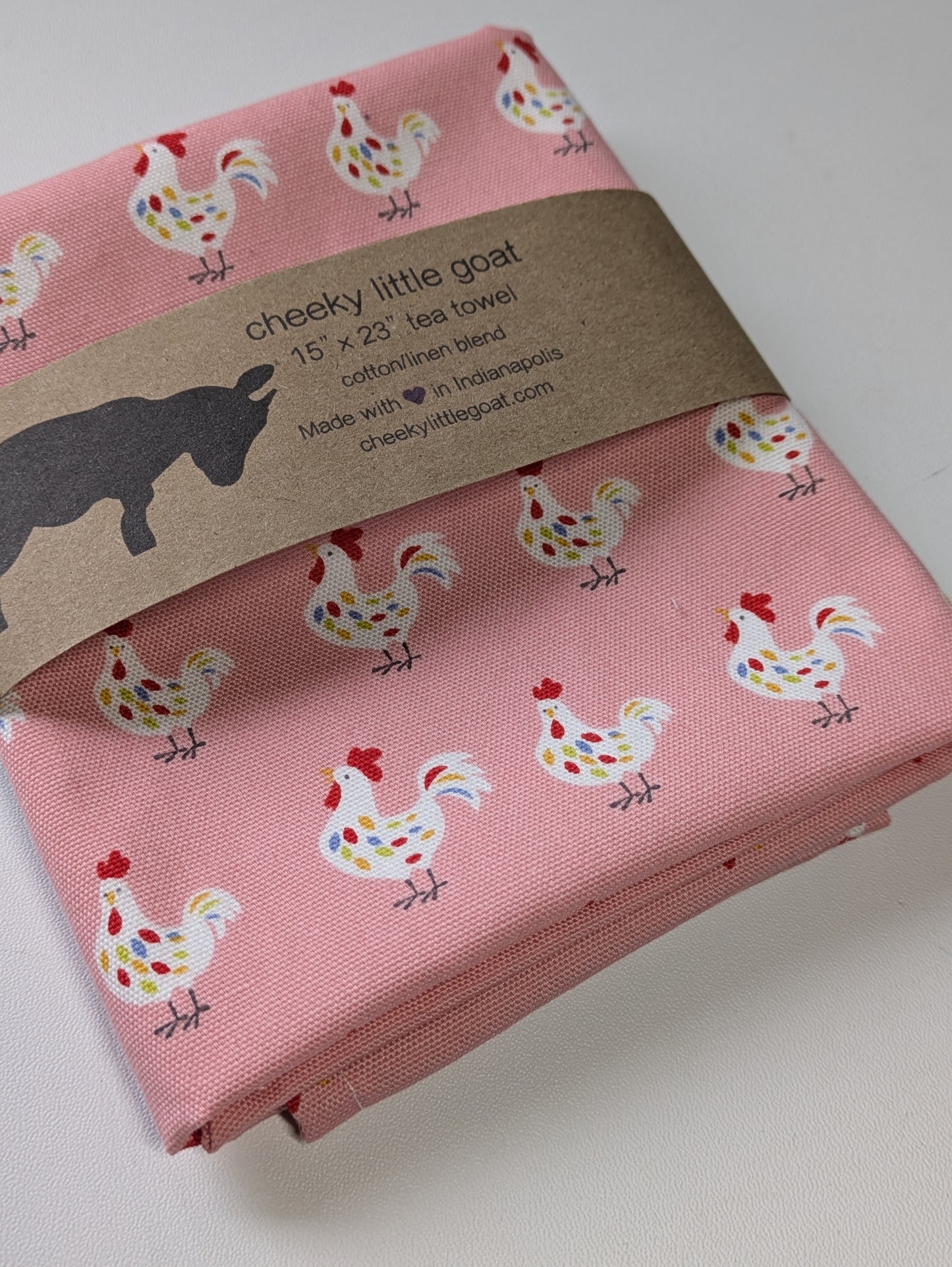 Tea Towel: chickens (pink)