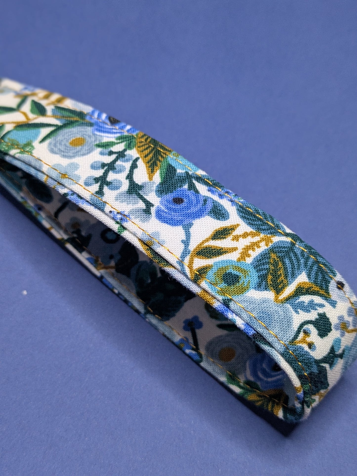Fabric Key Fob: garden party in blue